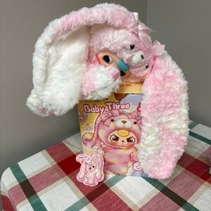 Baby Three 400% Hugging Baby Backpack - Pink and White Bunny
